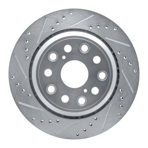 Lexus LS460 Brake Rotor (1) - Rear Left - R1 Concepts - Drilled & Slotted - Silver - `07-`17